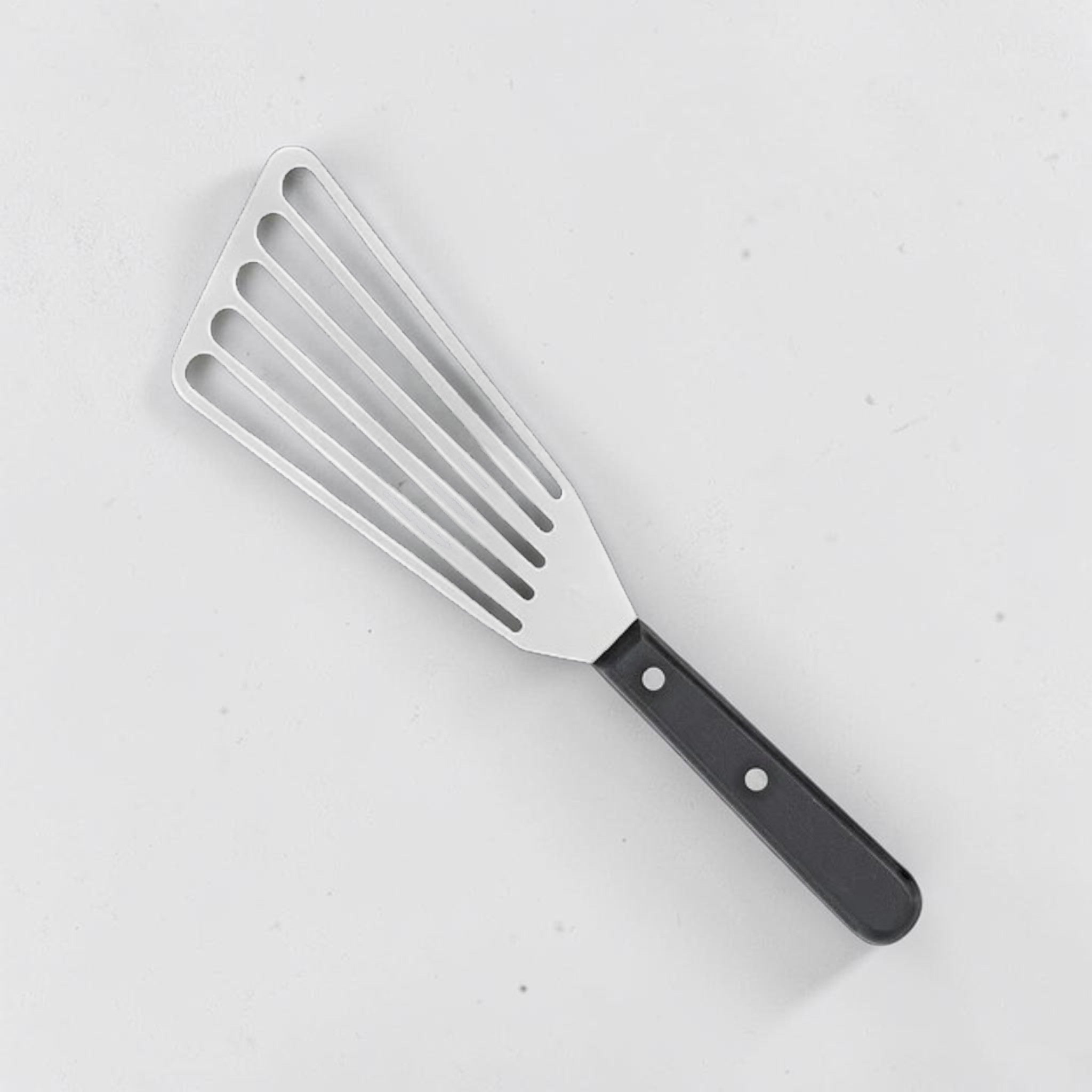 Stainless Steel Slotted Fish Spatula with Black Handle, 6.5 Inch, Kitchen Tool