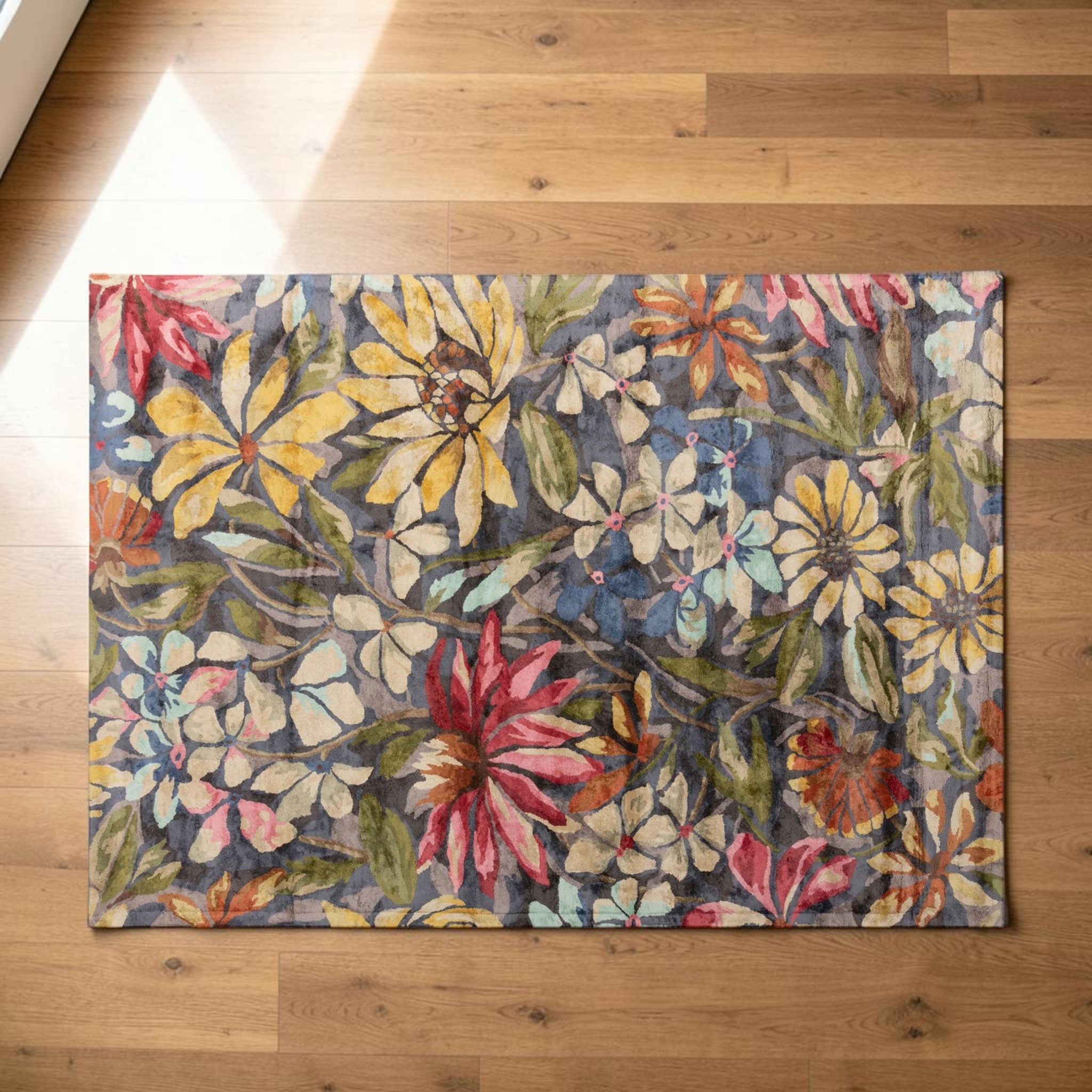 Botanical Multicolor, Floral Living Room Carpet, Hand-Tufted Viscose 8x11 Area Rug