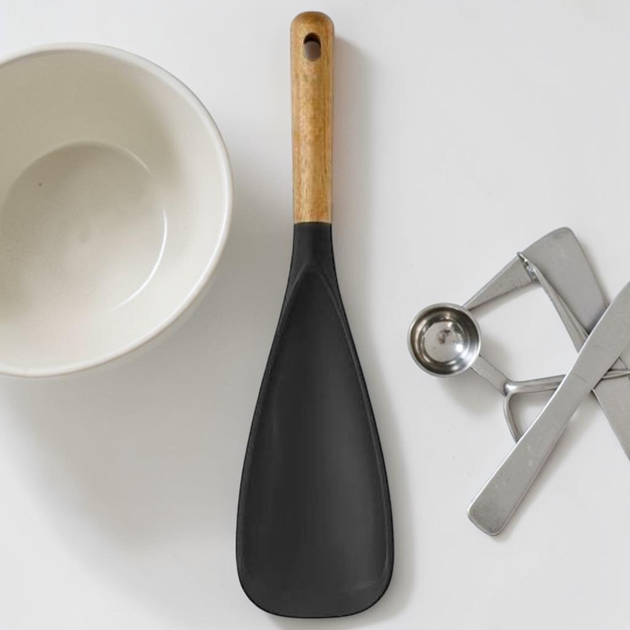 Silicone Cooking Spatula with Acacia Wood Handle 12 Inch, Kitchen Utensil