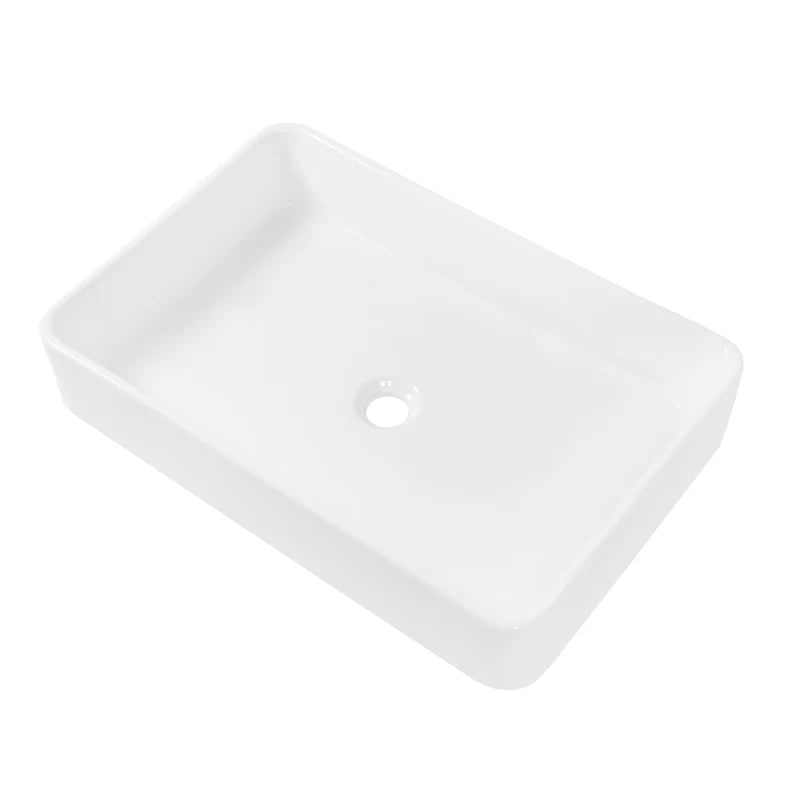 Rectangular Ceramic Vessel Sink, Black & White, Modern Bathroom Vanity Sink