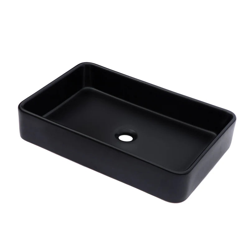 Rectangular Ceramic Vessel Sink, Black & White, Modern Bathroom Vanity Sink