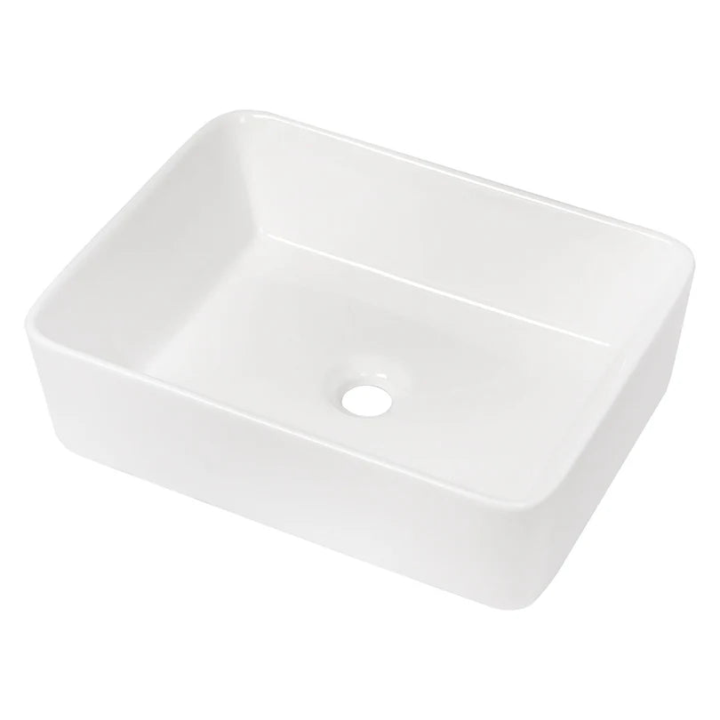 Rectangular Ceramic Vessel Sink, Black & White, Modern Bathroom Vanity Sink