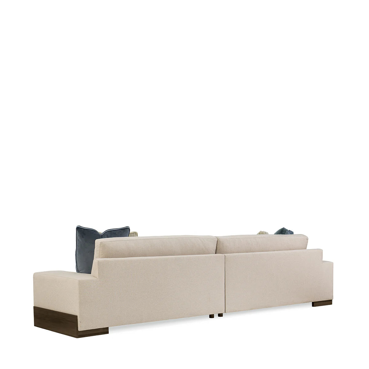 Modern Beige Fabric, 2-Piece Sectional Sofa with Shelf Arm & Accent Pillows, Living Room Sofa