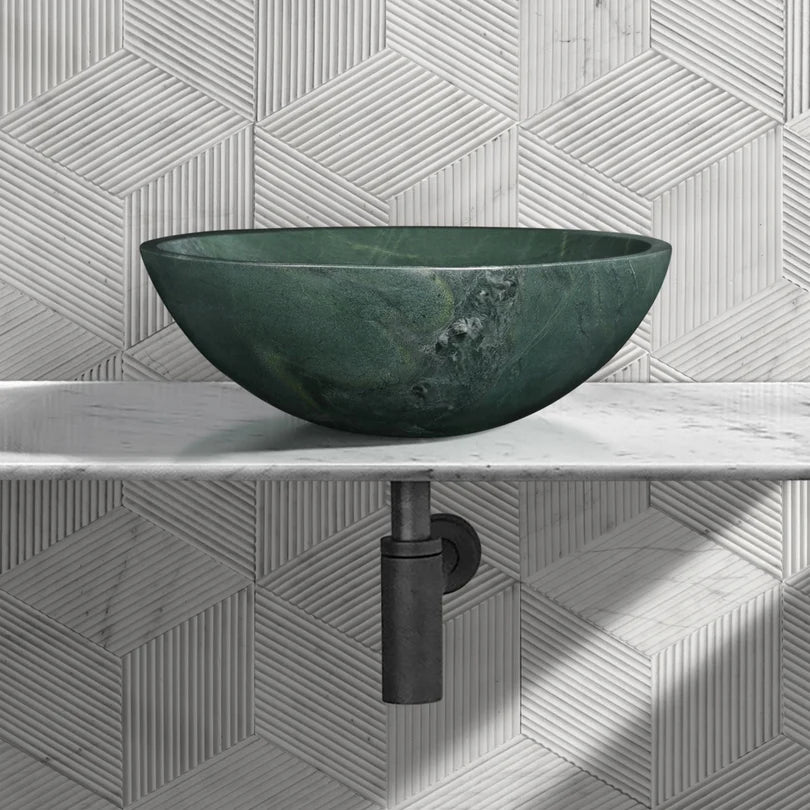 Round Marble Vessel Sink, 16 Inch Natural Stone Bathroom Sink, Premium Vanity Sink
