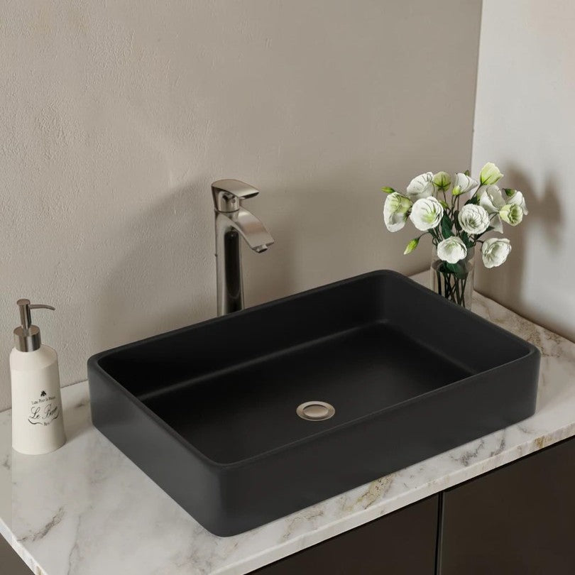 Rectangular Ceramic Vessel Sink, Black & White, Modern Bathroom Vanity Sink
