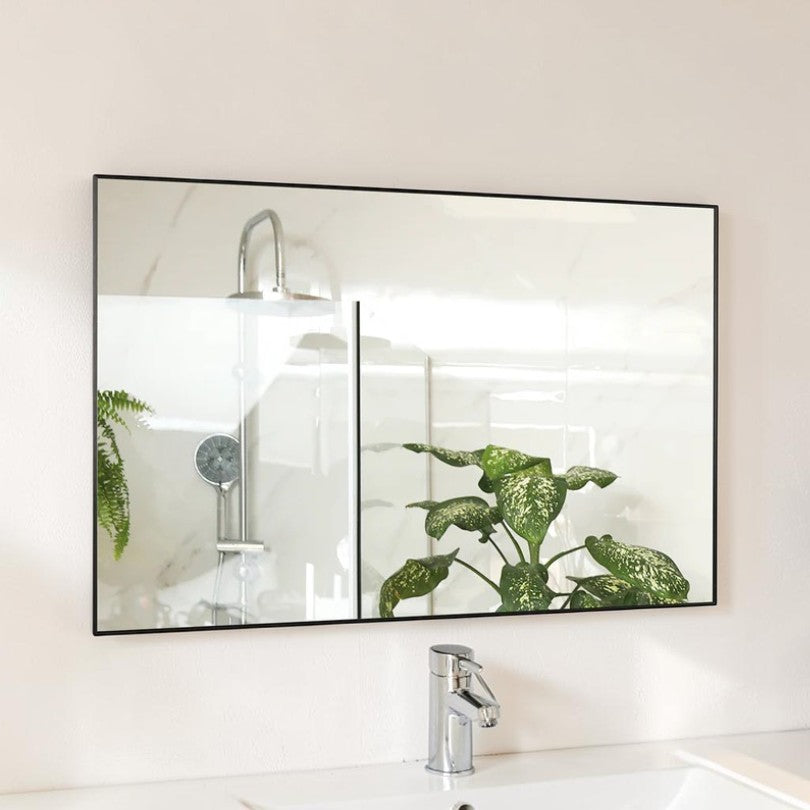 Rectangular Wall Mirror, Black Aluminum Frame 36x24 Inch, Modern Bathroom Vanity Mirror