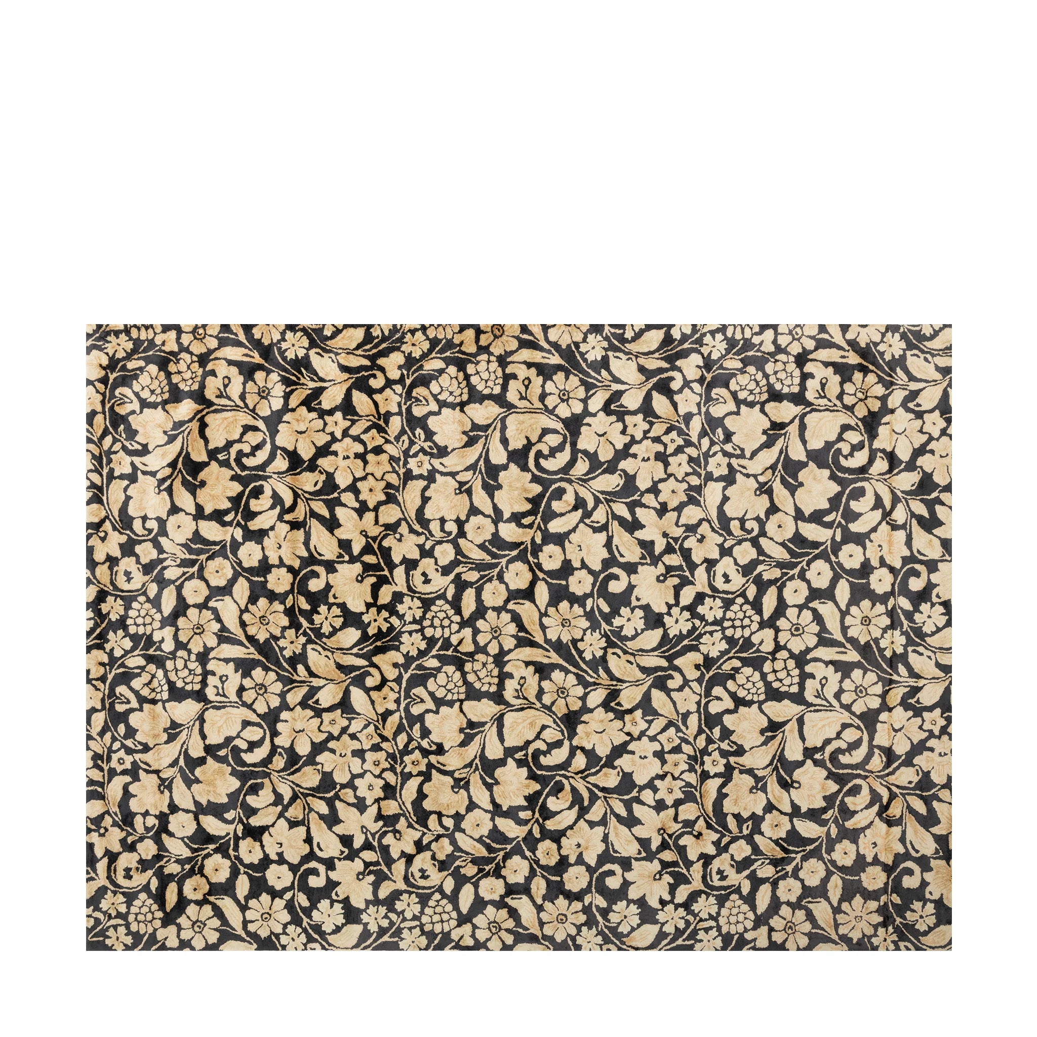 Vintage Black & Gold, Floral Living Room Carpet, Hand-Tufted Viscose 8x11 Area Rug