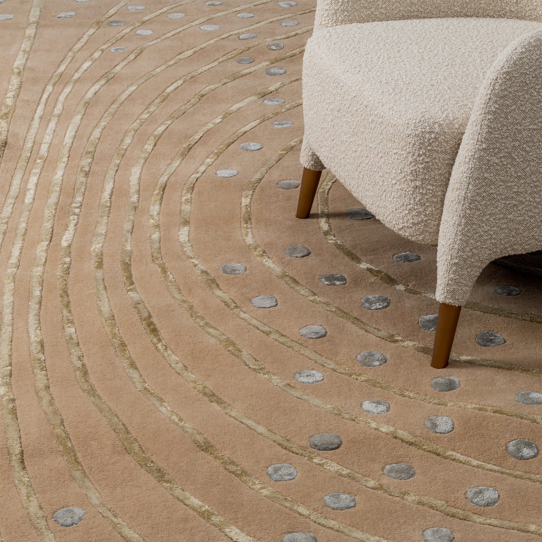 Modern Beige & Gray, Geometric Living Room Carpet, Hand-Tufted Wool Blend 10x11 Area Rug