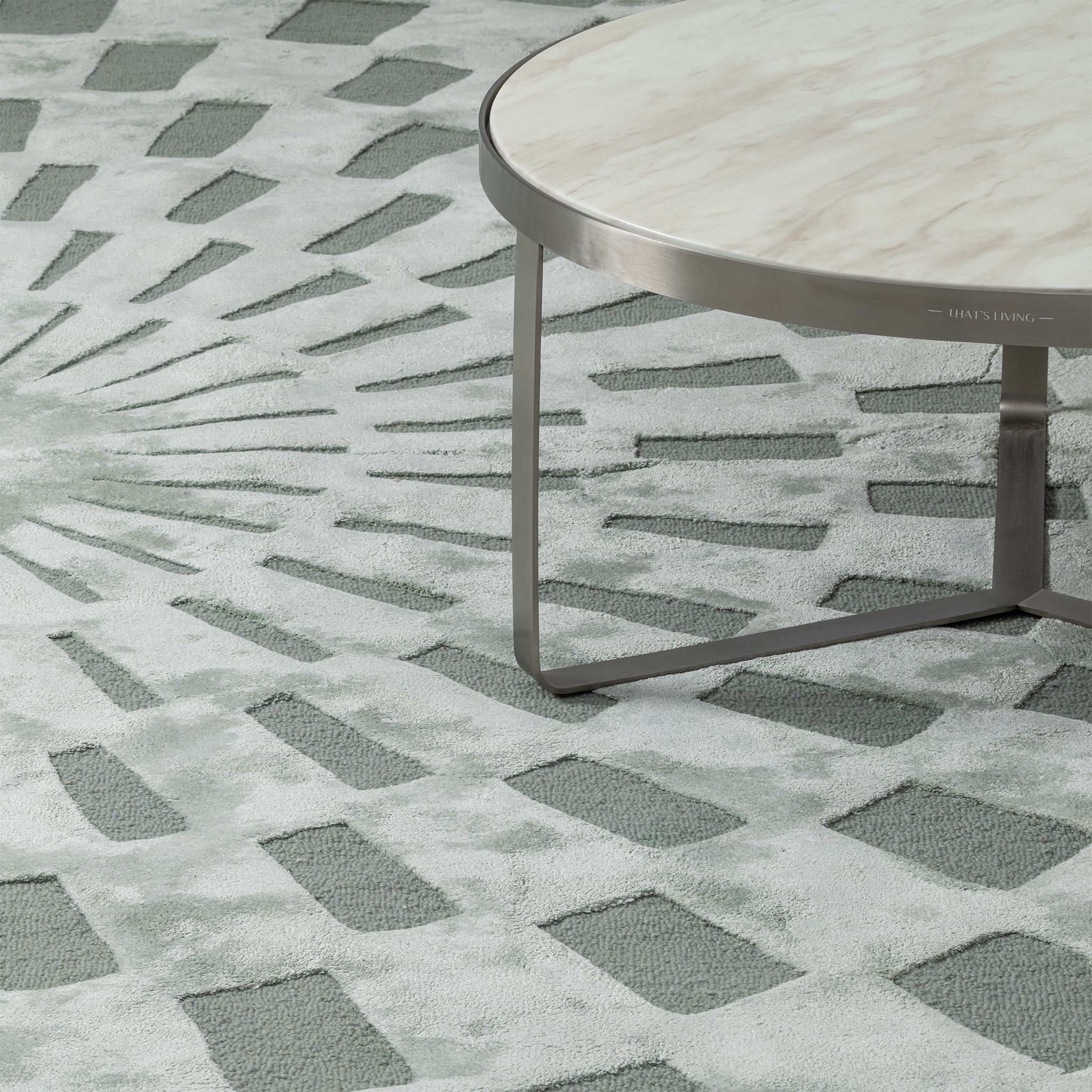 Modern Gray Radial Pattern, Round Living Room Carpet, Hand-Tufted Wool Blend 11.5 ft Rug