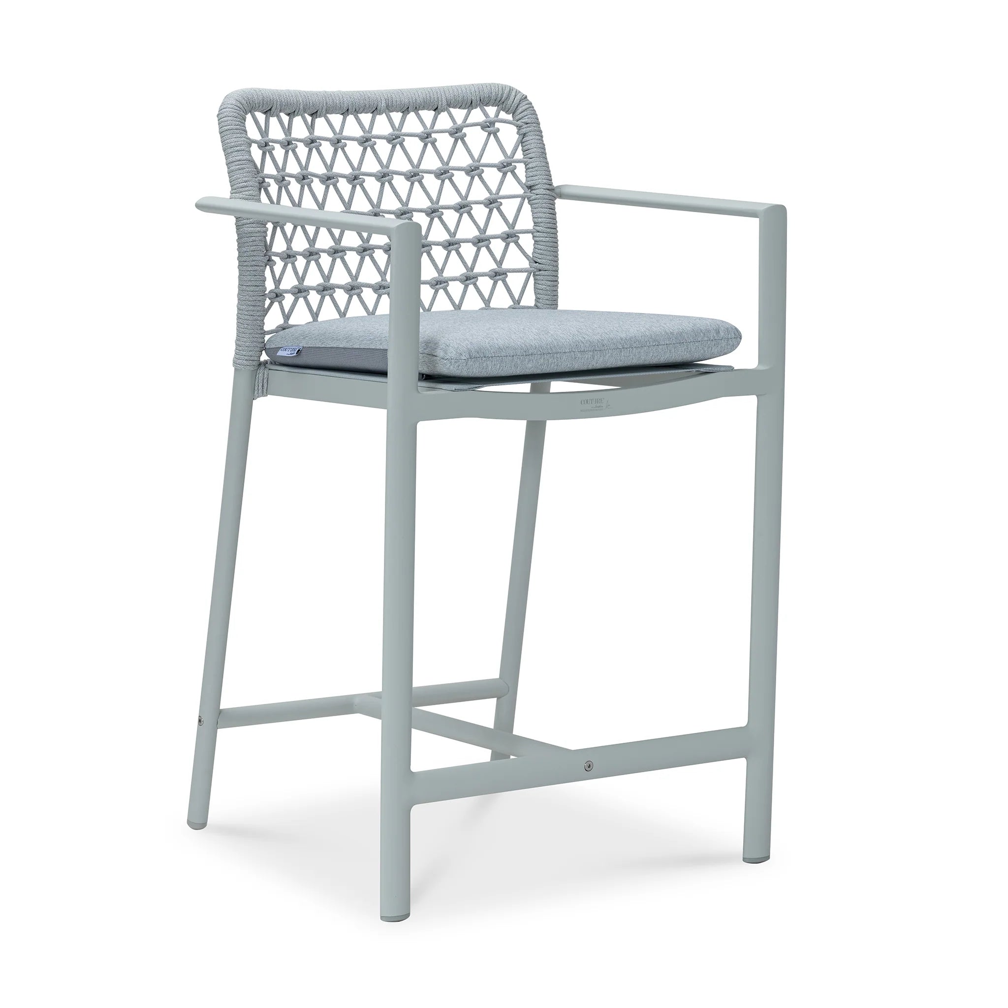 Modern Light Gray Outdoor Dining Set with Marble Top Table & 4 Woven Chairs, Patio Furniture Set
