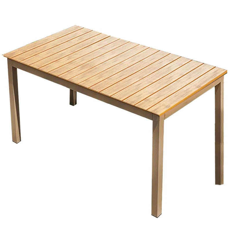 Modern Outdoor Dining Set Natural Wood Slat Aluminum Frame 7-Piece, Outdoor Dining Set