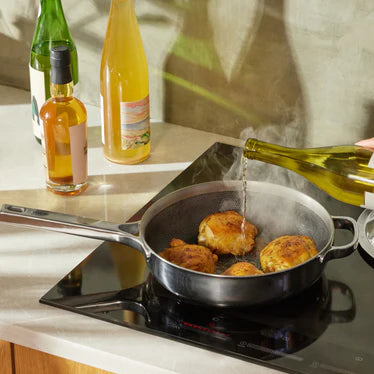 Titanium Stainless Steel Frying Pan, 10.5 Inch with Lid & Spatula, Professional Cookware