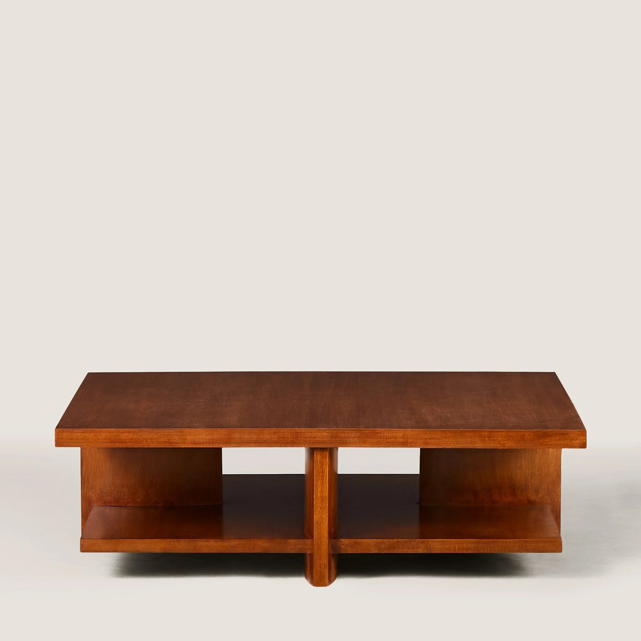 Modern Medium Oak, Living Room Center Table with Two-Tier Design & Curved Legs, Coffee Table