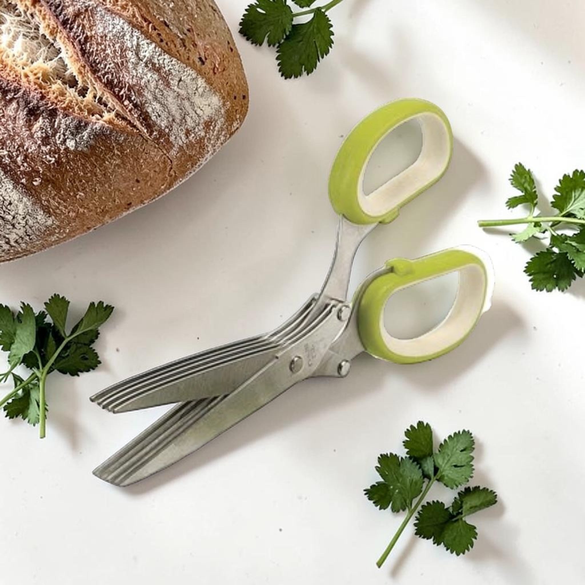 Multi-Blade Herb Cutting Scissors with Cleaning Comb Green, Kitchen Tool