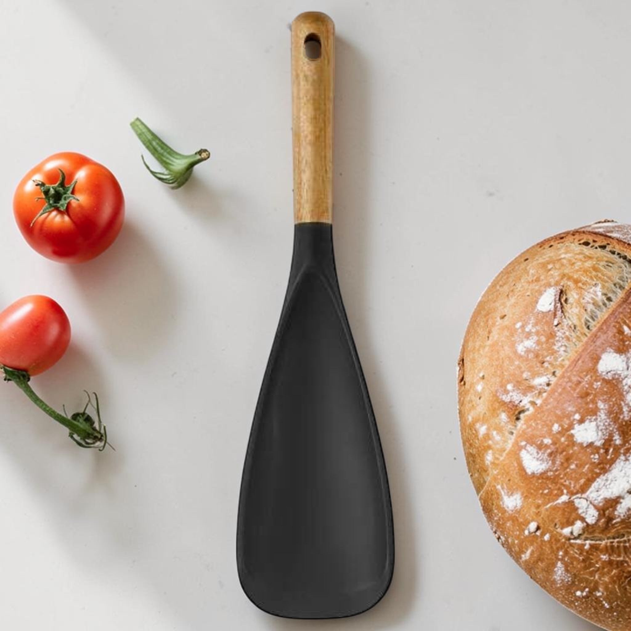 Silicone Cooking Spatula with Acacia Wood Handle 12 Inch, Kitchen Utensil