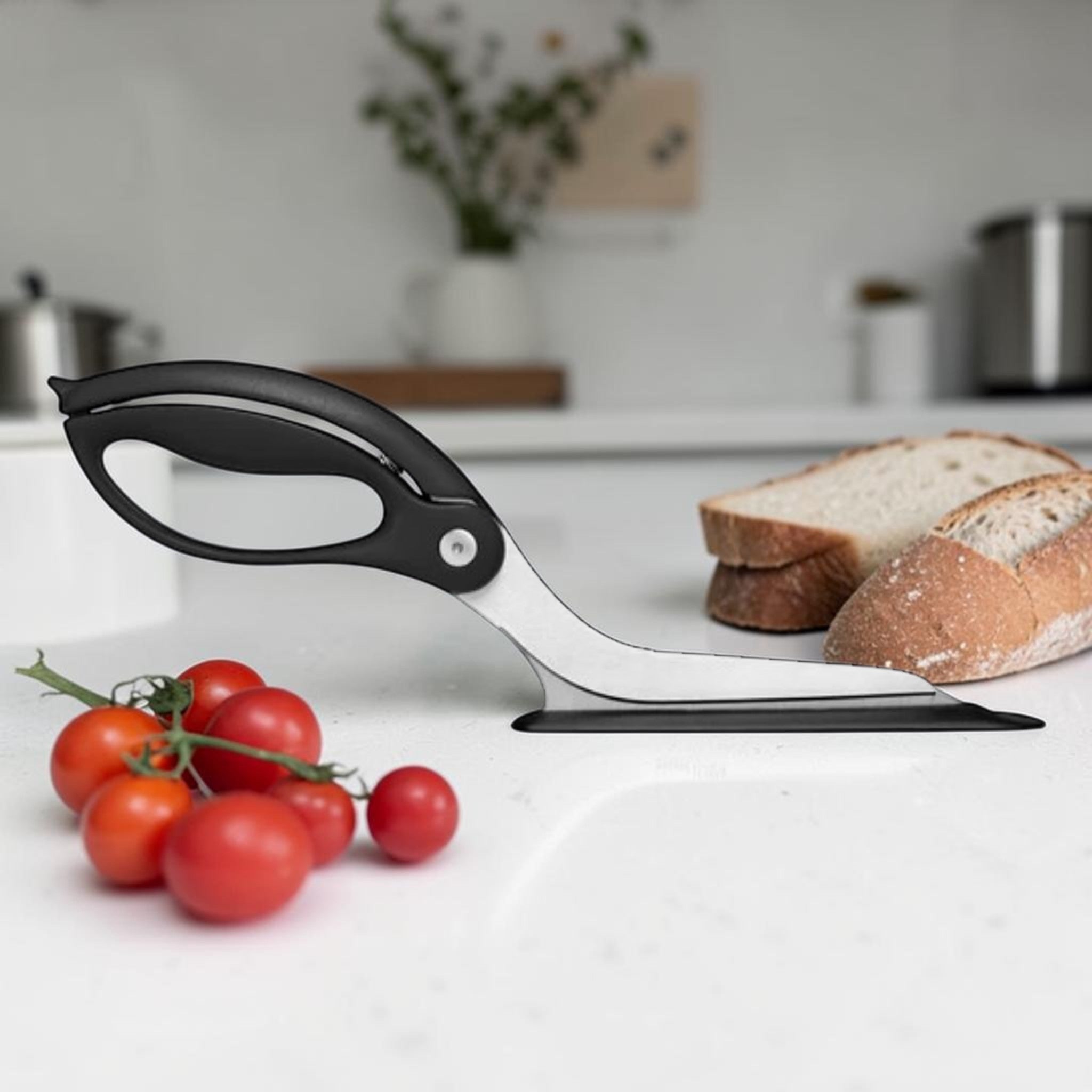 Pizza Cutting Scissors with Serving Spatula Base Black, Kitchen Tool