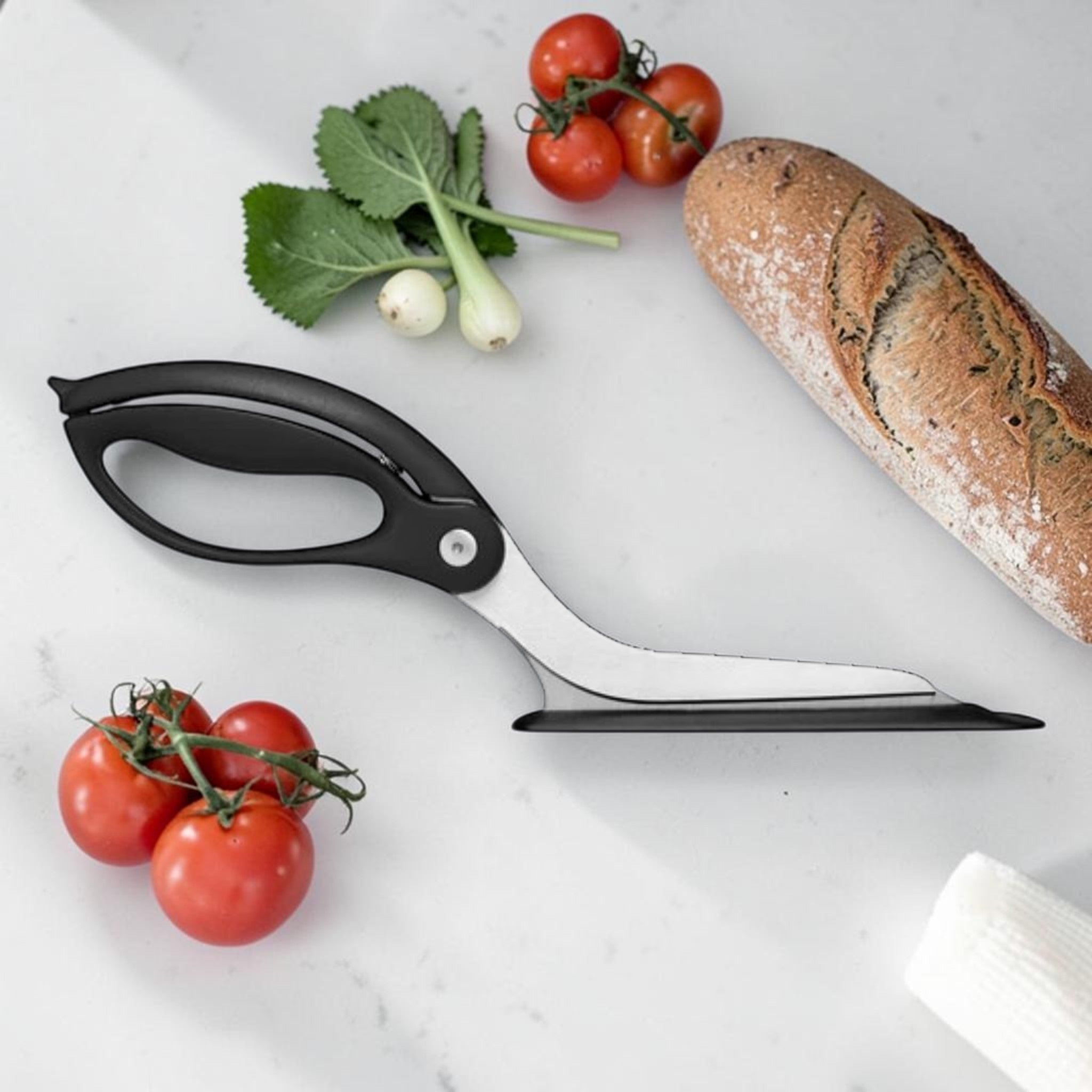 Pizza Cutting Scissors with Serving Spatula Base Black, Kitchen Tool