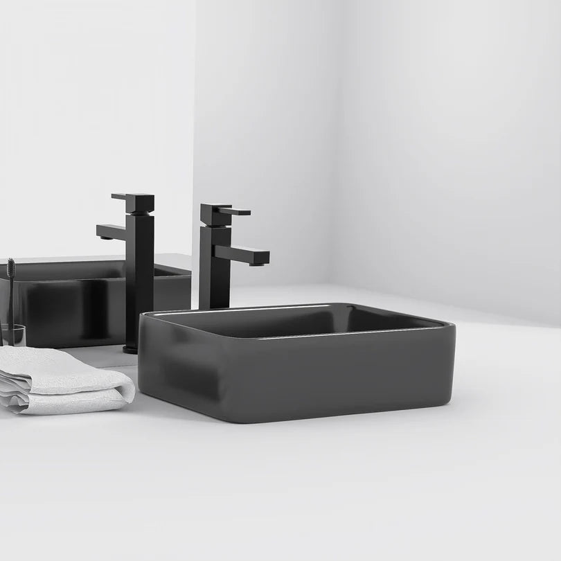Rectangular Ceramic Vessel Sink, Black & White, Modern Bathroom Vanity Sink