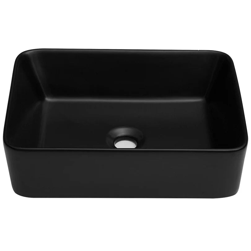 Rectangular Ceramic Vessel Sink, Black & White, Modern Bathroom Vanity Sink