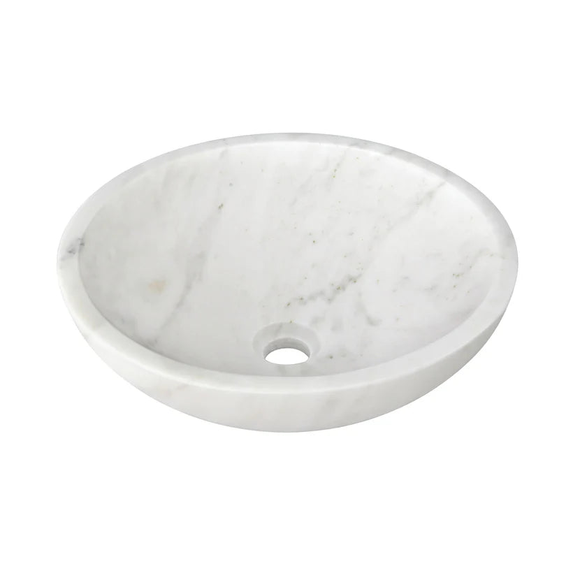 Round Marble Vessel Sink, 16 Inch Natural Stone Bathroom Sink, Premium Vanity Sink