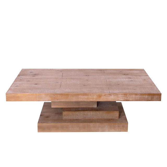 Modern Rustic Center Table Natural Wood Finish, Rectangular Coffee Table