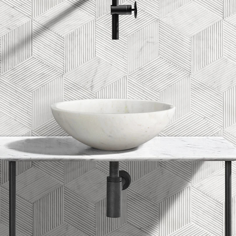 Round Marble Vessel Sink, 16 Inch Natural Stone Bathroom Sink, Premium Vanity Sink
