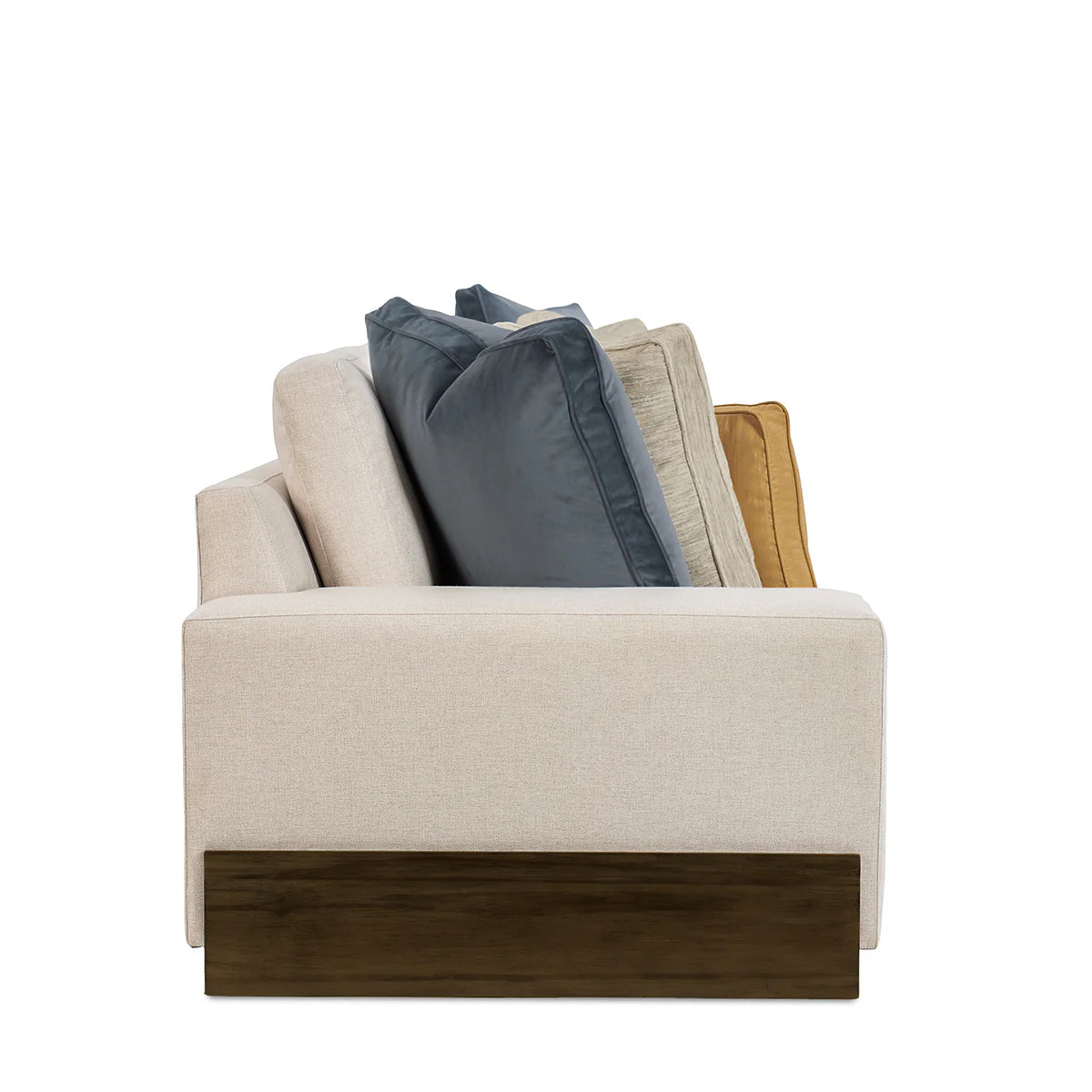Modern Beige Fabric, 2-Piece Sectional Sofa with Shelf Arm & Accent Pillows, Living Room Sofa