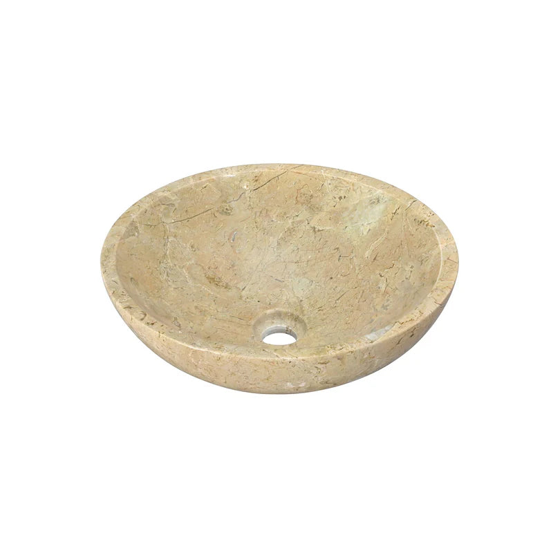 Round Marble Vessel Sink, 16 Inch Natural Stone Bathroom Sink, Premium Vanity Sink