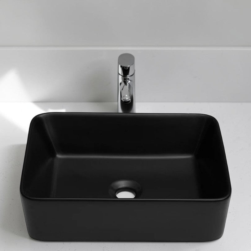 Rectangular Ceramic Vessel Sink, Black & White, Modern Bathroom Vanity Sink