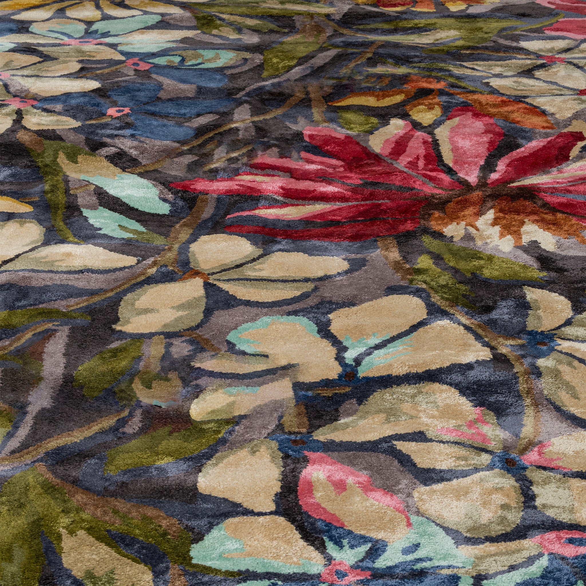 Botanical Multicolor, Floral Living Room Carpet, Hand-Tufted Viscose 8x11 Area Rug