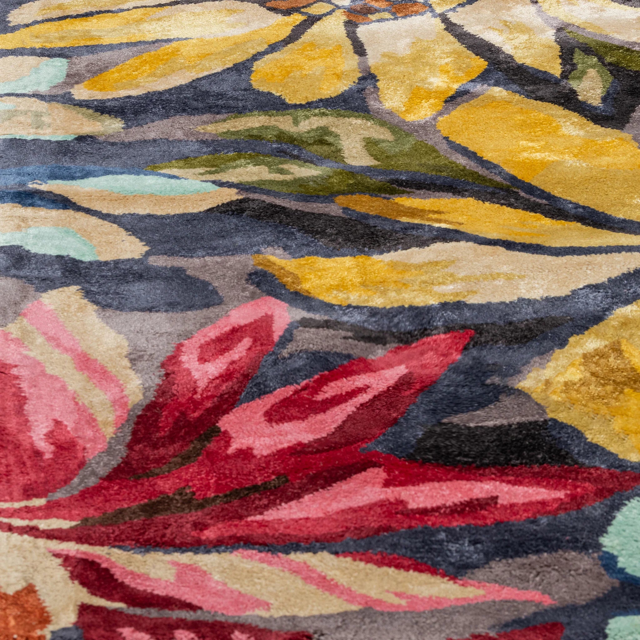 Botanical Multicolor, Floral Living Room Carpet, Hand-Tufted Viscose 8x11 Area Rug