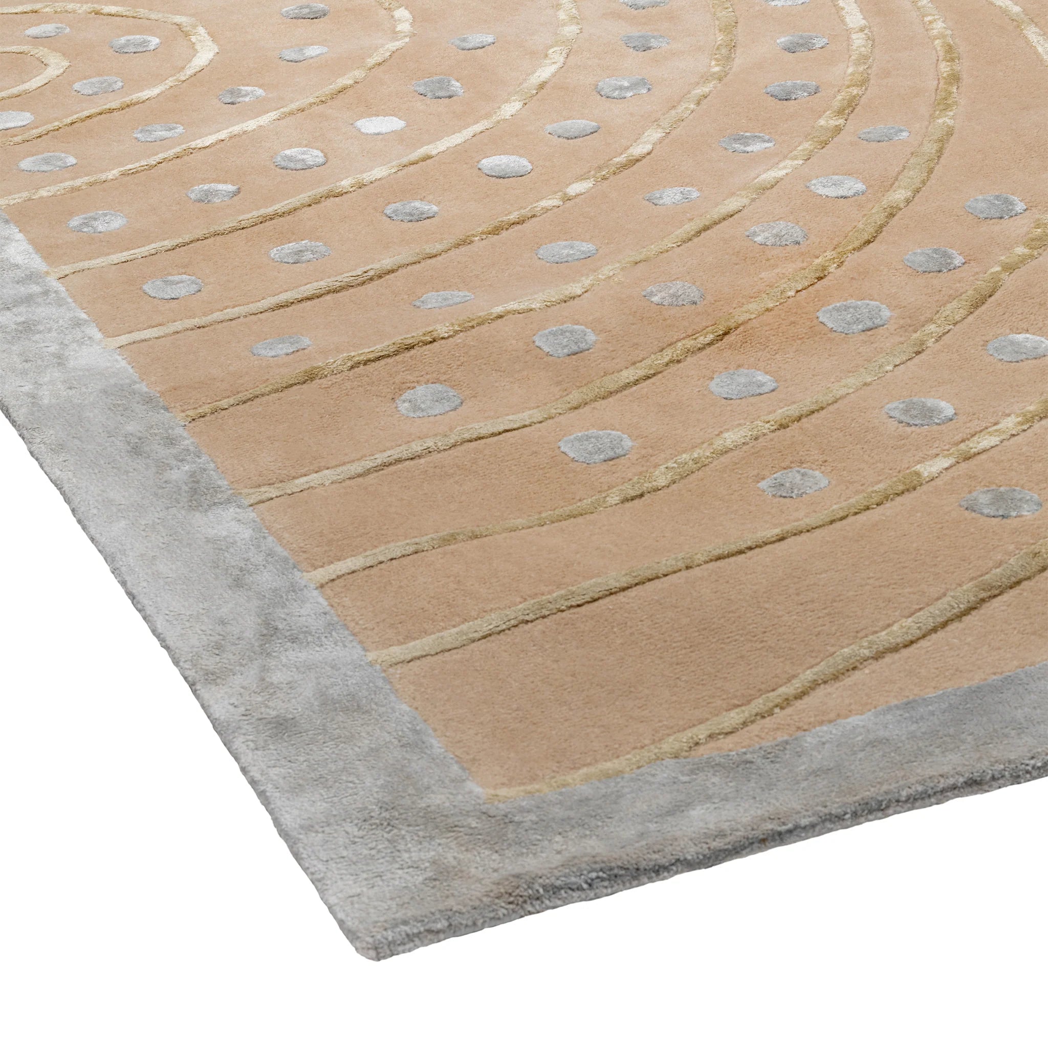 Modern Beige & Gray, Geometric Living Room Carpet, Hand-Tufted Wool Blend 10x11 Area Rug