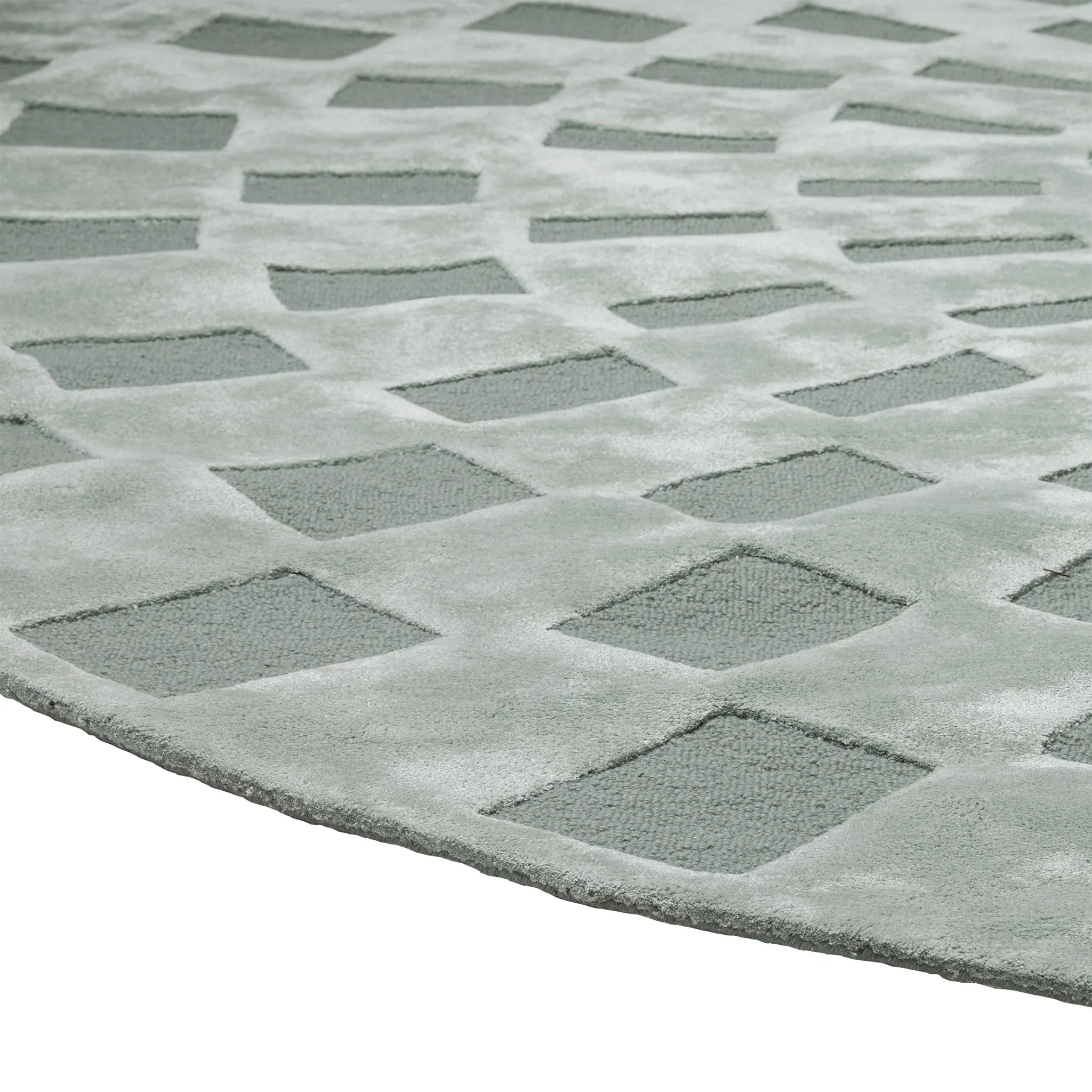 Modern Gray Radial Pattern, Round Living Room Carpet, Hand-Tufted Wool Blend 11.5 ft Rug