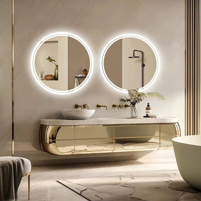 LED Smart Bathroom Mirror Round Backlit 16-Inch, Wall Mounted Illuminated Mirror