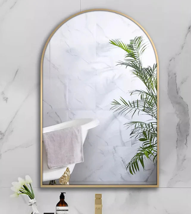 Arched Wall Mirror Gold Frame 24x36 Inch, Modern Bathroom Vanity Mirror