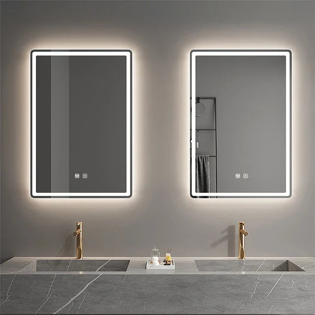 LED Smart Bathroom Mirror Rectangle Backlit 20x28 Inch, Touch Control Defogging Mirror