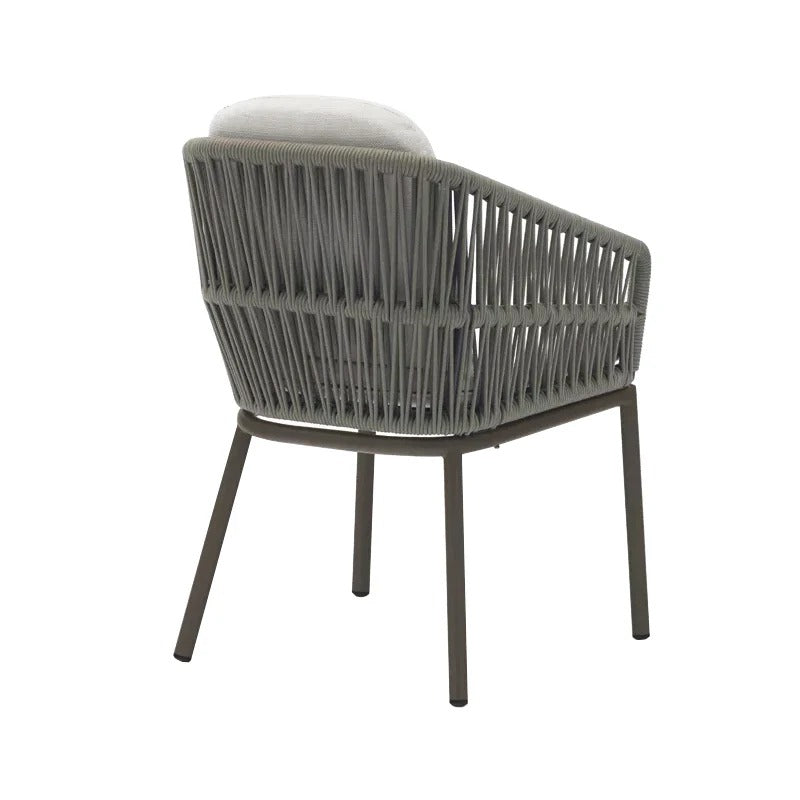 Modern Outdoor Dining Set Light Taupe Rope Weave Aluminum Frame 5-Piece, Outdoor Dining Set
