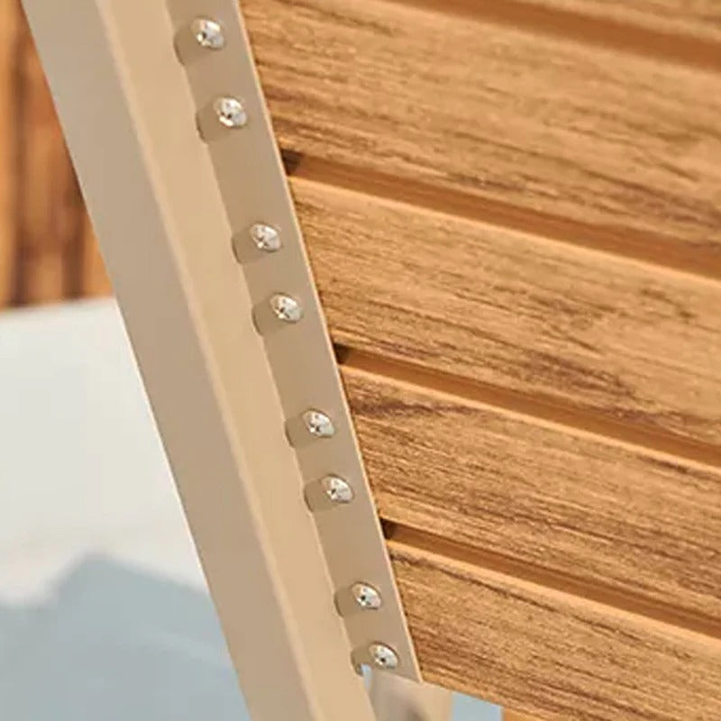 Modern Outdoor Dining Set Natural Wood Slat Aluminum Frame 7-Piece, Outdoor Dining Set