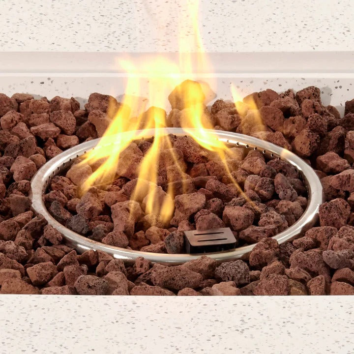 Modern Square Propane Fire Pit Table Concrete Finish with Lava Rocks, Outdoor Fire Pit