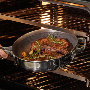 Titanium Stainless Steel Frying Pan, 10.5 Inch with Lid & Spatula, Professional Cookware