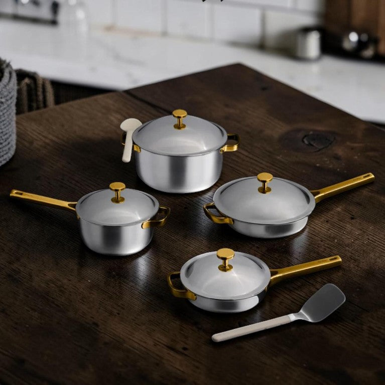 Titanium Stainless Steel Cookware Set 6-Piece, Tri-Ply Professional Cookware