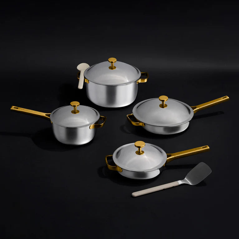 Titanium Stainless Steel Cookware Set 6-Piece, Tri-Ply Professional Cookware