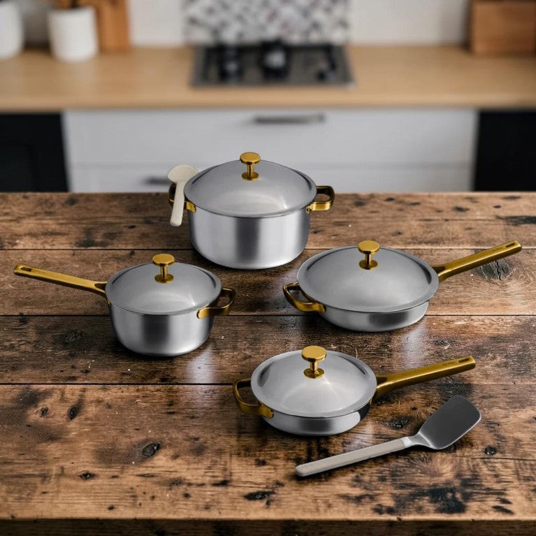Titanium Stainless Steel Cookware Set 6-Piece, Tri-Ply Professional Cookware