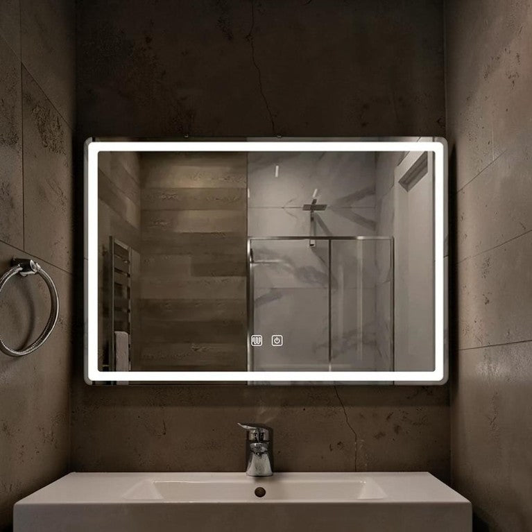 LED Smart Bathroom Mirror Rectangle Backlit 20x28 Inch, Touch Control Defogging Mirror