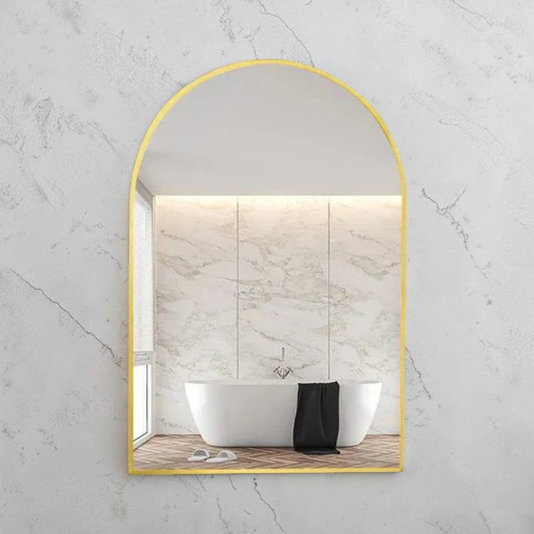 Arched Wall Mirror Gold Frame 24x36 Inch, Modern Bathroom Vanity Mirror