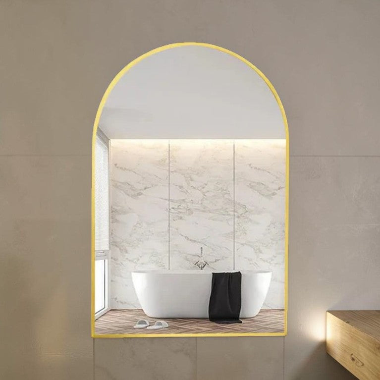 Arched Wall Mirror Gold Frame 24x36 Inch, Modern Bathroom Vanity Mirror