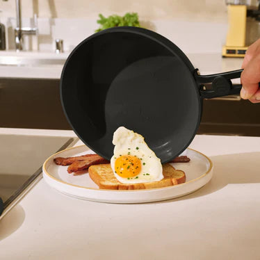 Ceramic Nonstick Cookware Set Black 7-Piece, Aluminum Kitchen Cookware with Storage System