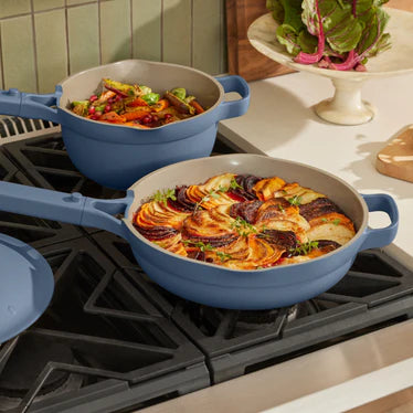 Ceramic Nonstick Cookware & Bakeware Set Blue 8-Piece, Multi-Function Kitchen Cookware