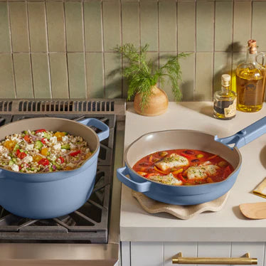 Ceramic Nonstick Cookware & Bakeware Set Blue 8-Piece, Multi-Function Kitchen Cookware
